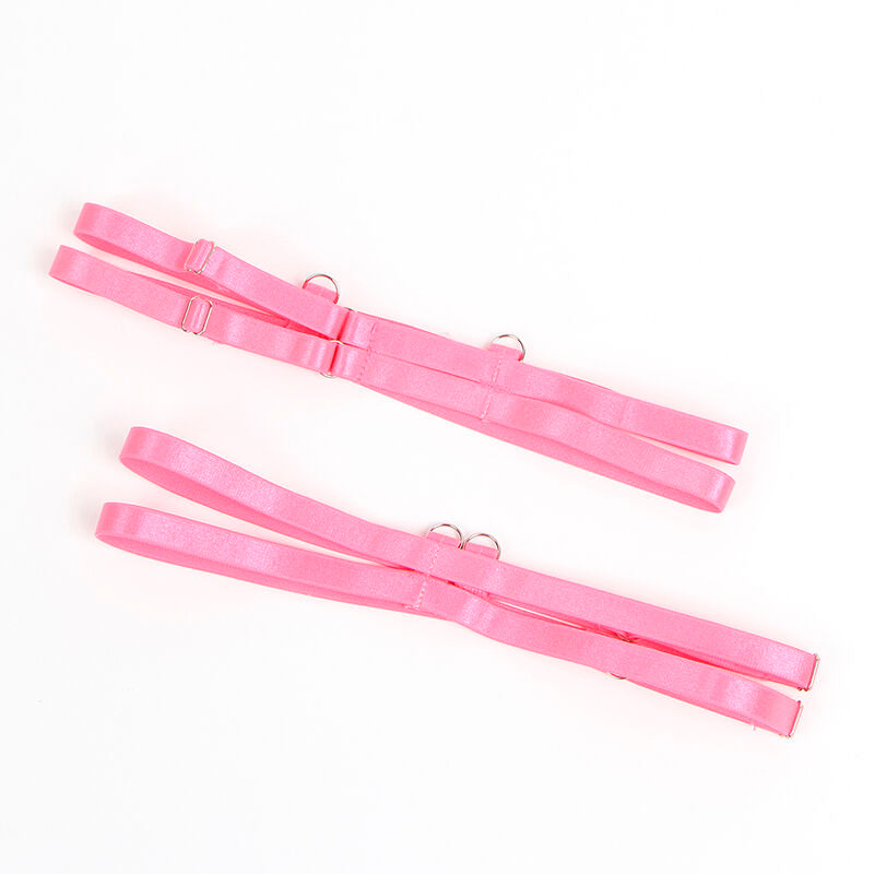 SUBBLIME - 955366 ENSEMBLE SOUTIEN-GORGE AVEC LIGNES DE DENTELLE ET JARRETELLES ROSE ET VIOLET L/XL